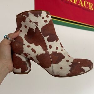 Cow print booties